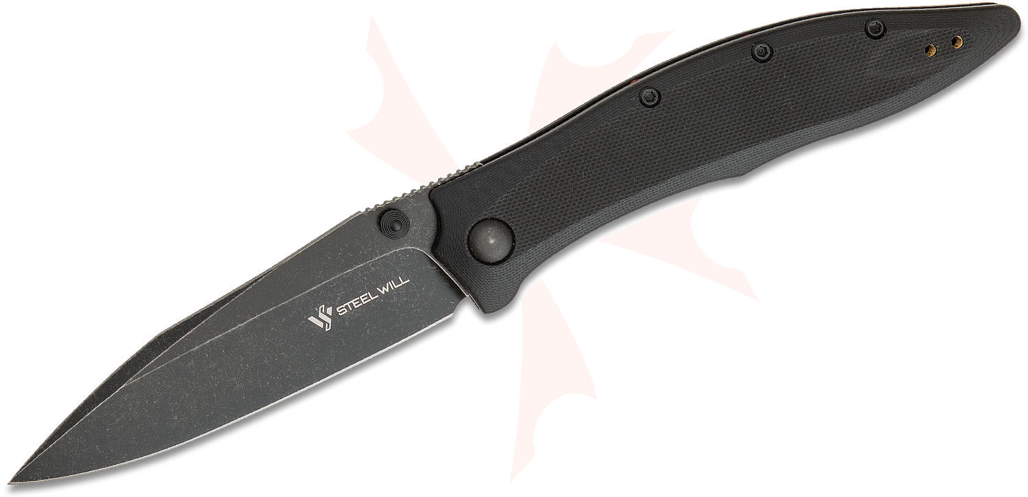 Steel Will Gienah F5318 Folding Knife 3.9" Black Stonewashed D2 Drop