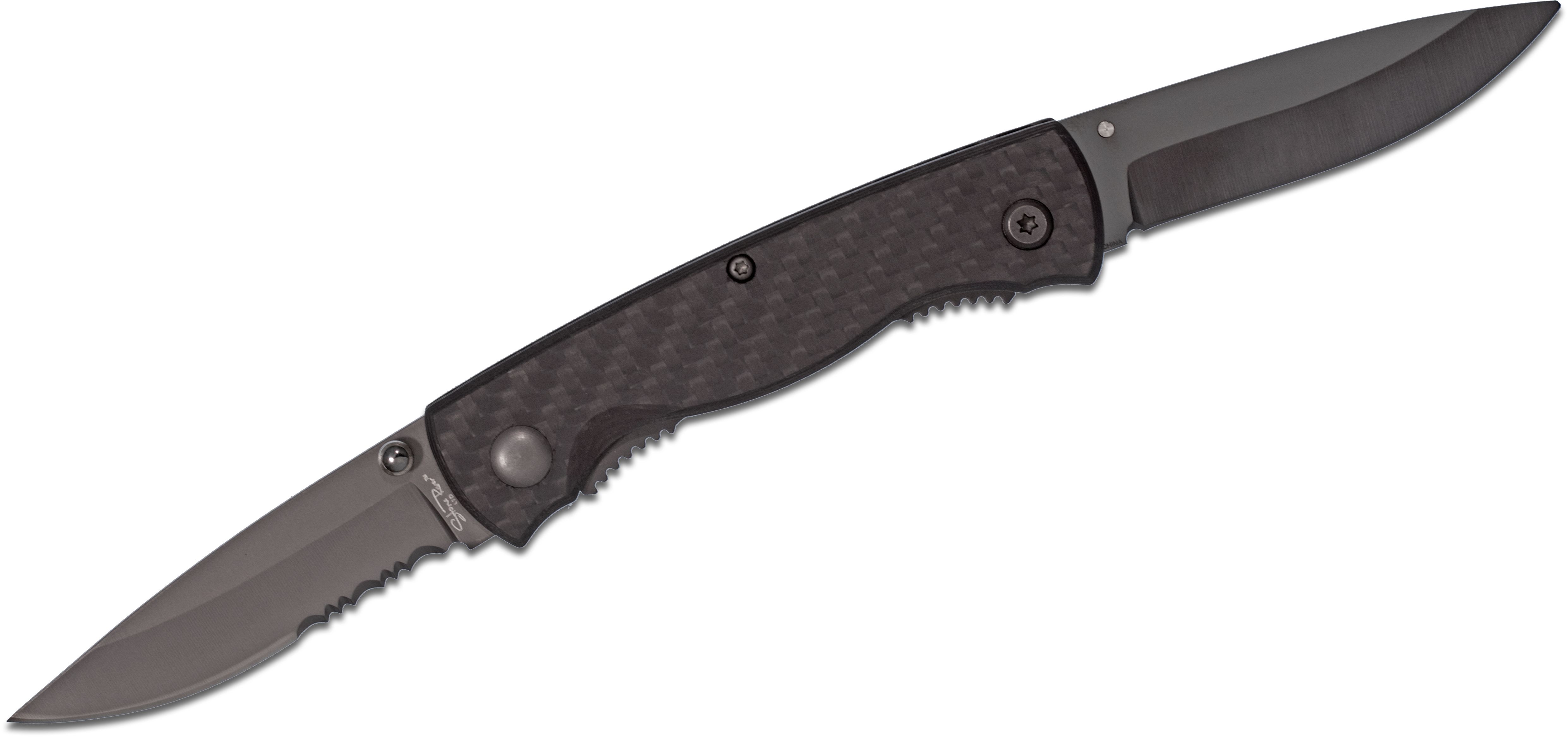 Stone River Gear Two Blade Folding Knife 2.75 Black Ceramic and 440  Stainless Blades, Carbon Fiber Handles - KnifeCenter - SRG1DBF