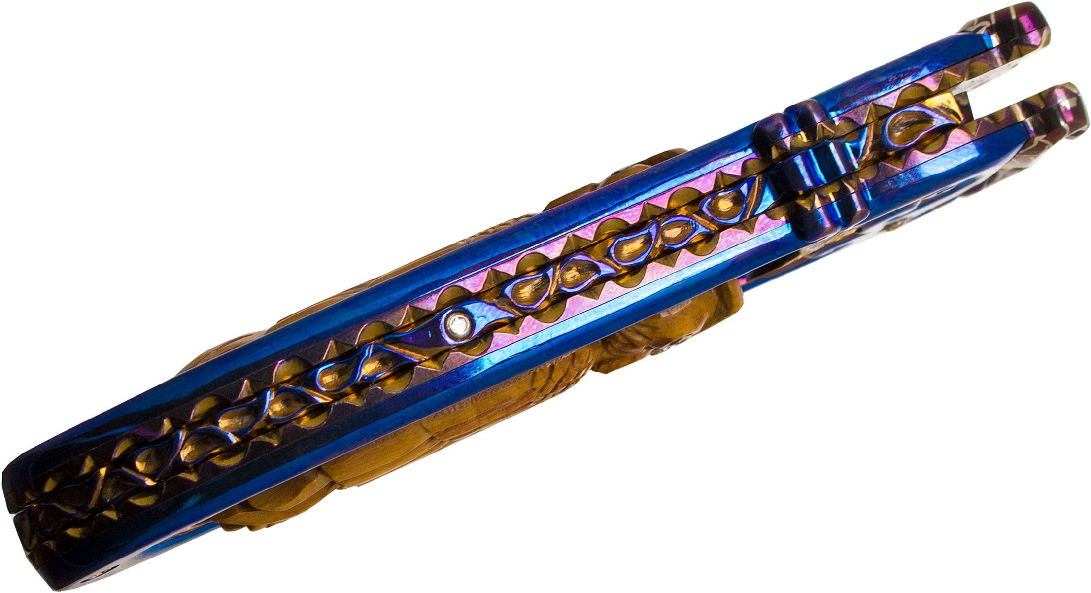 Damascus Blue Diamond Plate Butterfly Knife