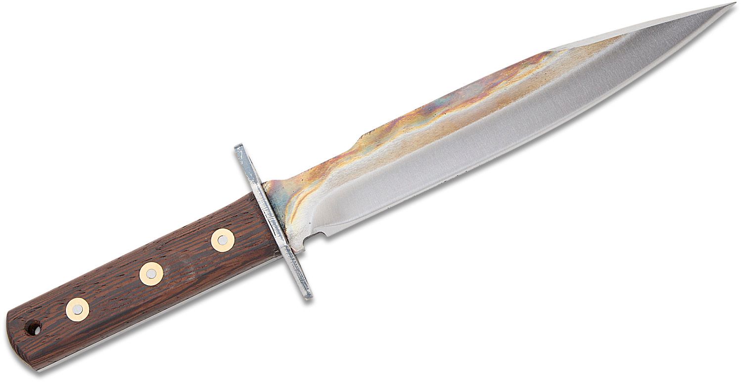 Svord 280B Bowie Knife 6-1/2 Carbon Steel Blade, Brown Hardwood Handles,  Leather Sheath - KnifeCenter