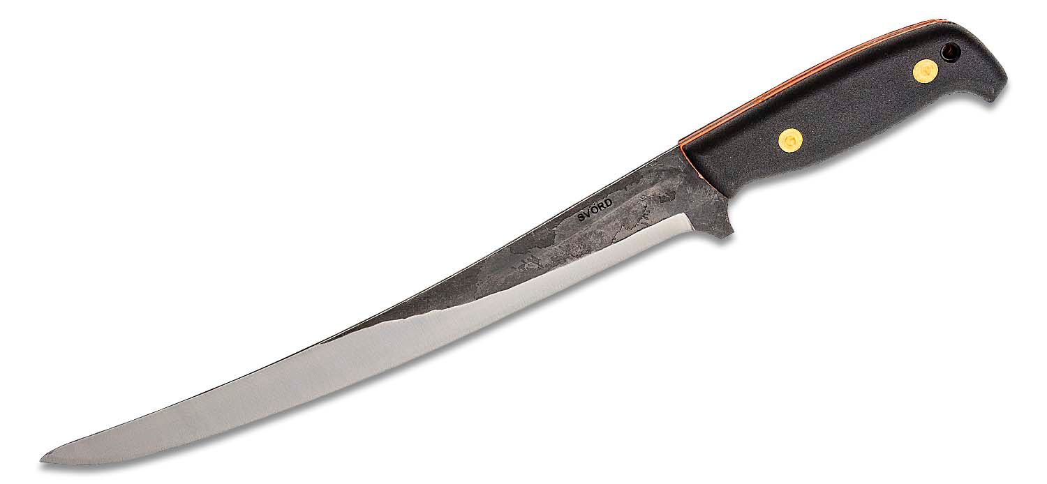 Svord Kiwi Fish Fillet Knife 10 inch Carbon Steel Blade, Black  Polypropylene Handles, Polyurethane Sheath