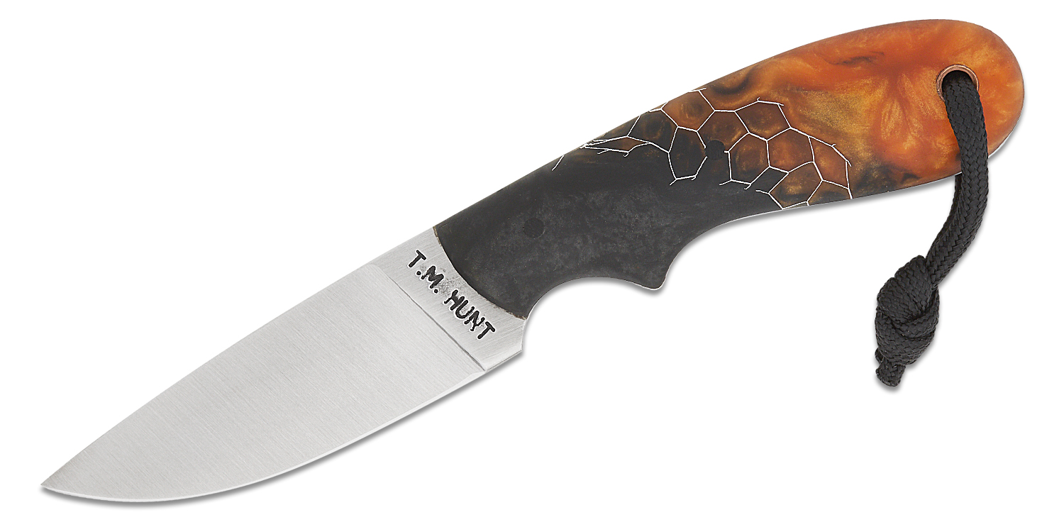 T.M. Hunt Custom Hedgehog Fixed Blade Knife 2.8" AEBL Satin Blade