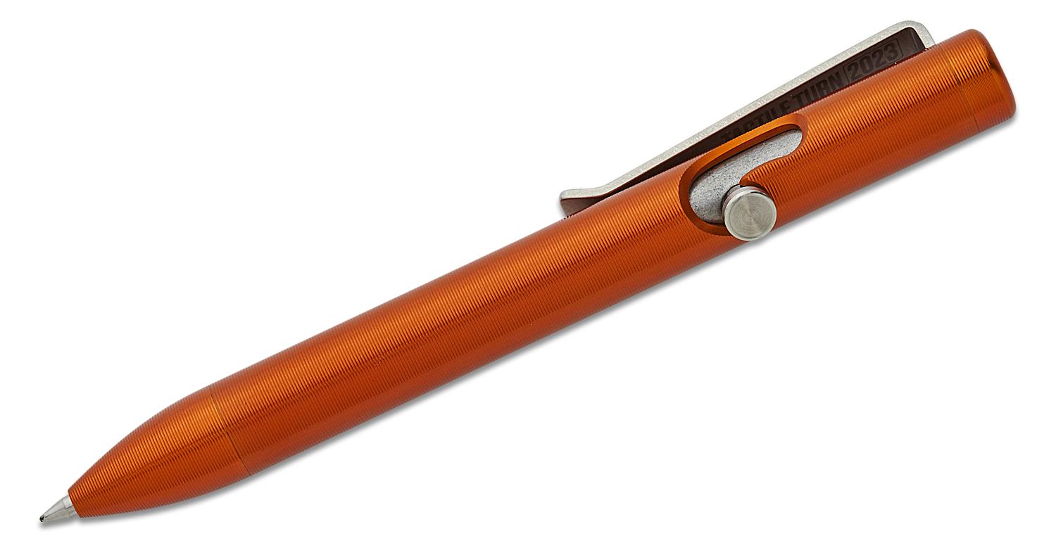 Tactile Turn Orange Aluminum Bolt Action Pen, Mini, 4.4