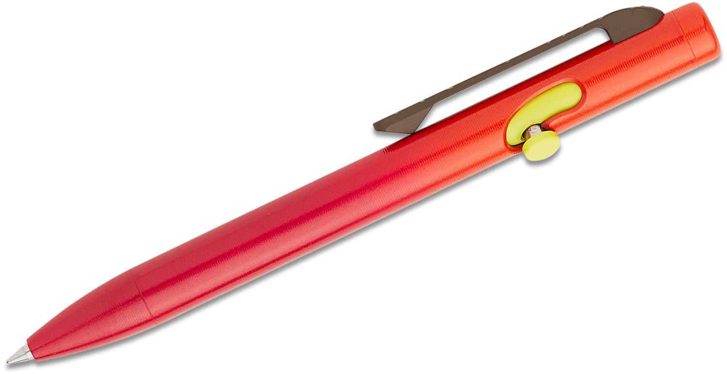 Tactile Turn Limited Edition Ember Red Gradient Titanium Slim Bolt Action  Pen, Mini, 4.4 Overall - KnifeCenter - 10-SB3-SEA-EMB