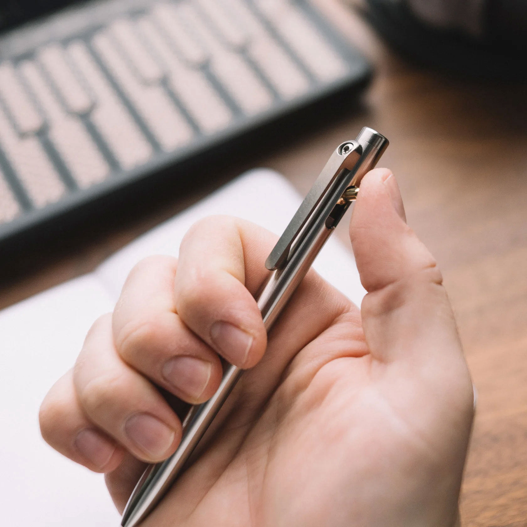 Tactile Turn Titanium Switch ClickShift Pen, 5.34