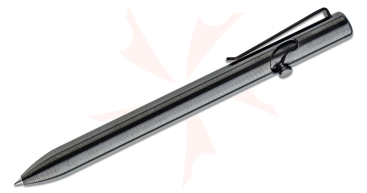 Tactile Turn Bolt Action Pen – Standard, Machined Titanium, With Pocket Clip (Pilot G2 Refill)