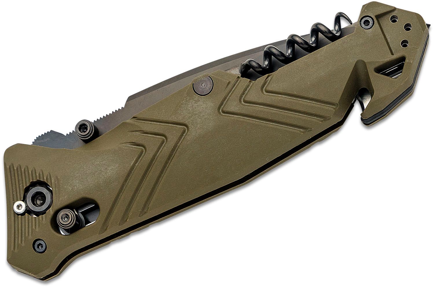 Tb Outdoor Cac French Army Folding Knife 3 62 Nitrox Black Pvd Drop Point Blade Od Green Pa6