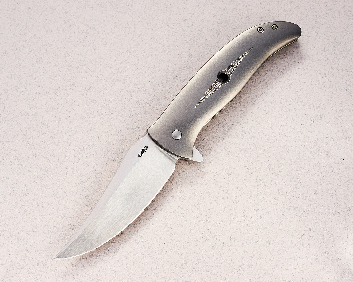 Tom Mayo Custom Persian Frame Lock Flipper Knife 3.875