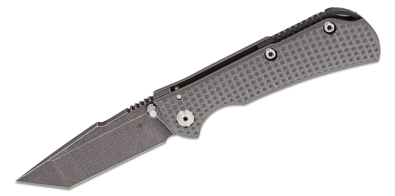 Toor Knives Chasm XLT Folding Knife 3.125 CPM-154 Black Oxide Tanto Blade,  Machined Stealth Gray and Titanium Handles - KnifeCenter - Chasm XLT Stealth