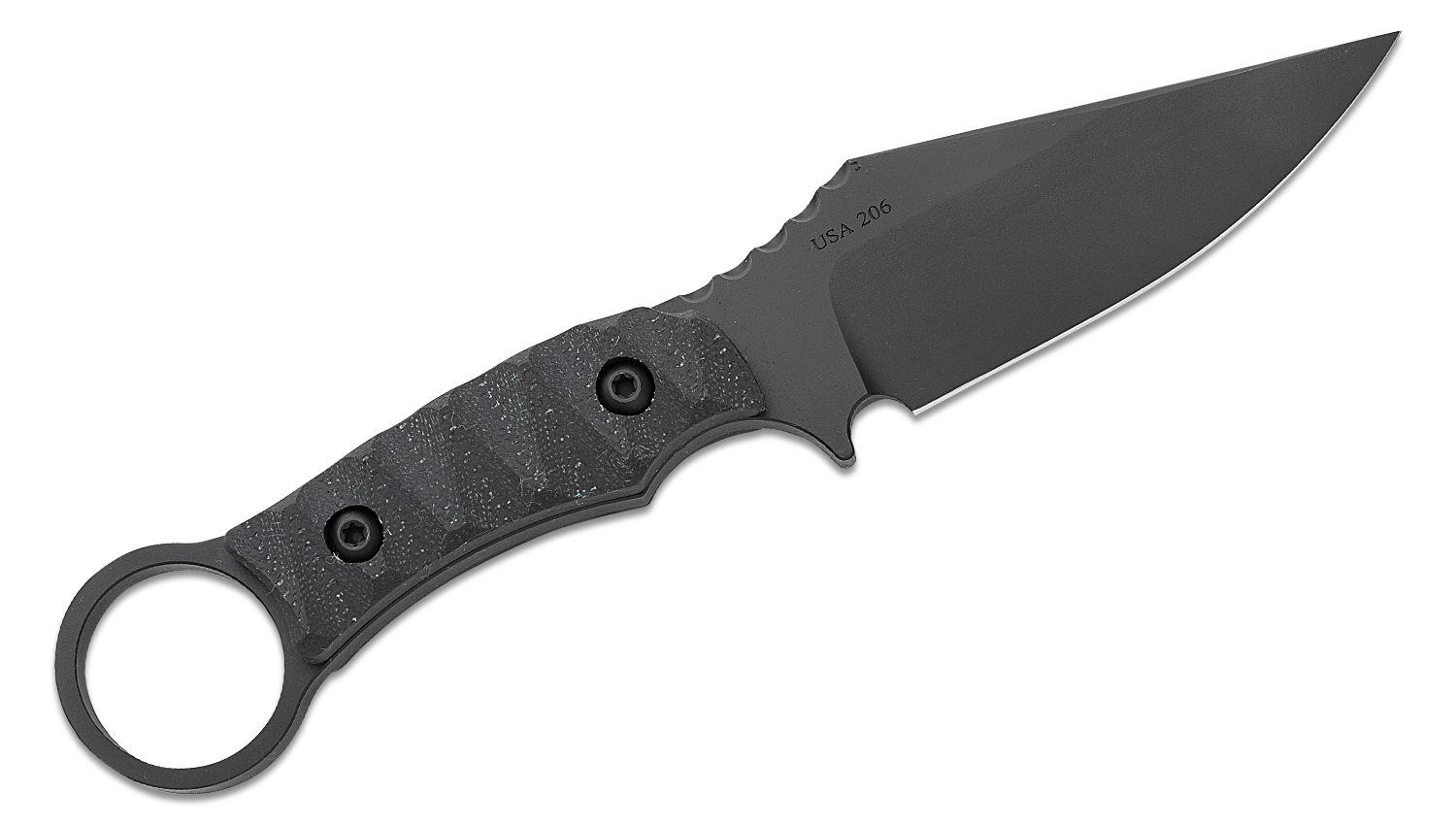 Toor Knives Vandal Fixed Blade Knife 4.125" CPM3V Black Harpoon Drop
