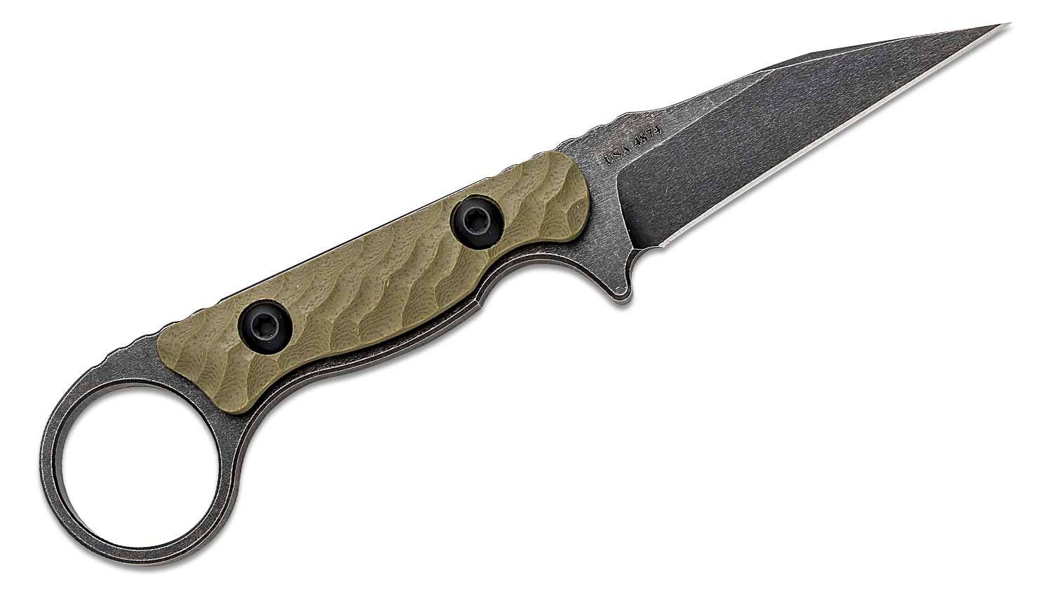 Toor Knives G10 Jank Shank Fixed Blade Neck Knife 3 CPM-154 Black  Stonewashed Wharncliffe, Machined Covert Green G10 Handles with Pinky Ring,  Camo Kydex Sheath - KnifeCenter - G10 Jank Shank Covert Green