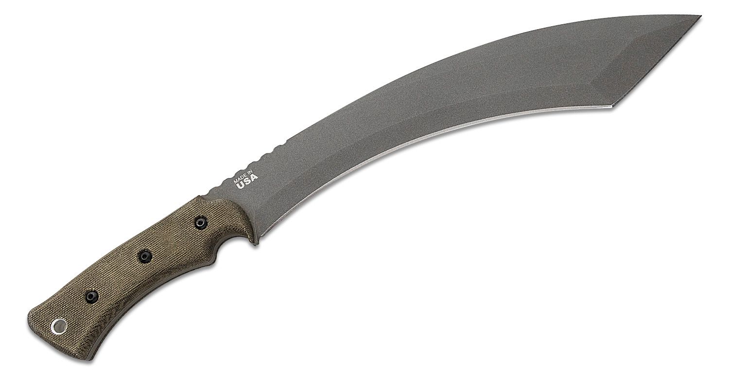 TOPS A-Klub Tungsten Fixed Blade Knife, Green Micarta Handle