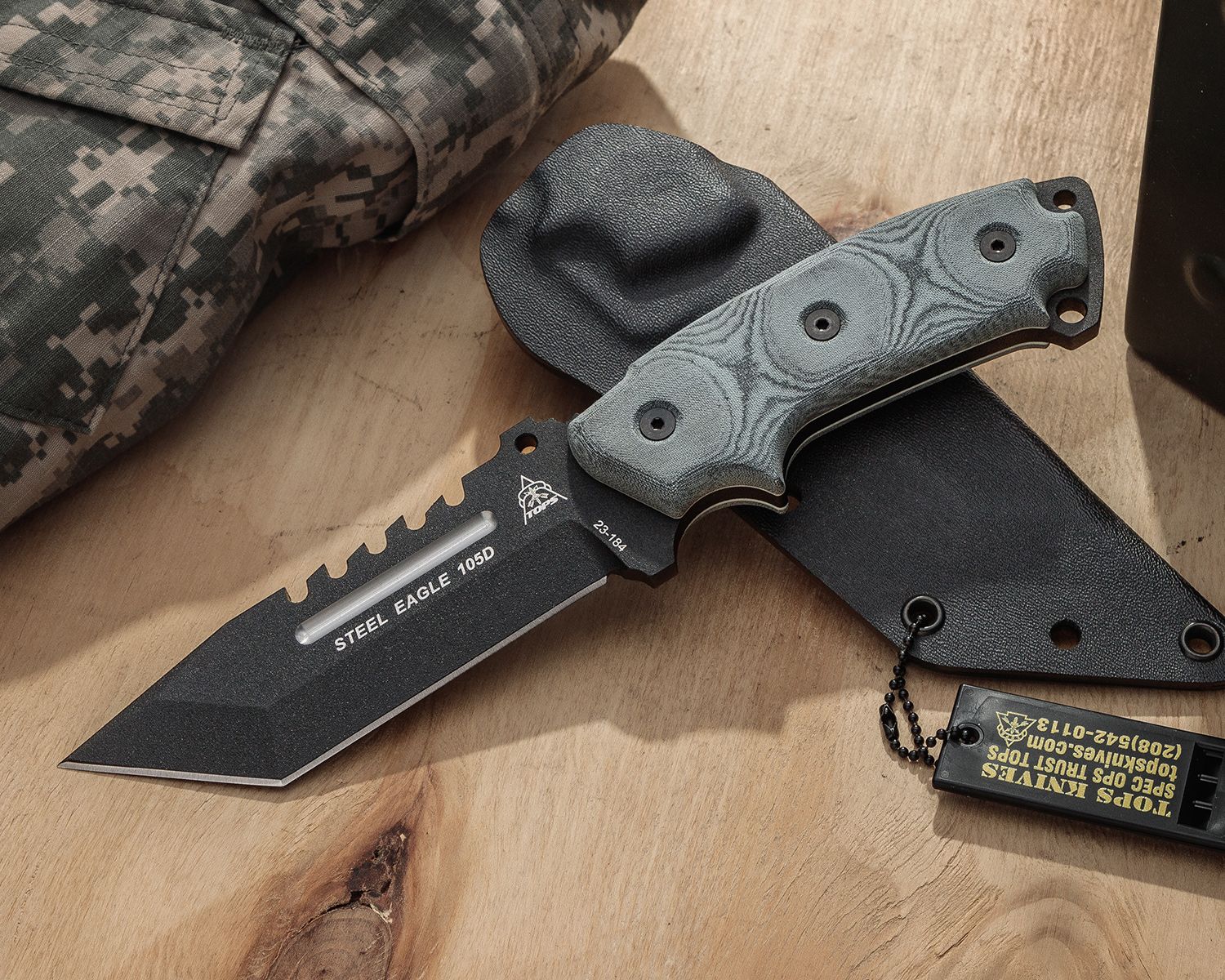TOPS Knives Steel Eagle Tanto 107D Knife 7 inch