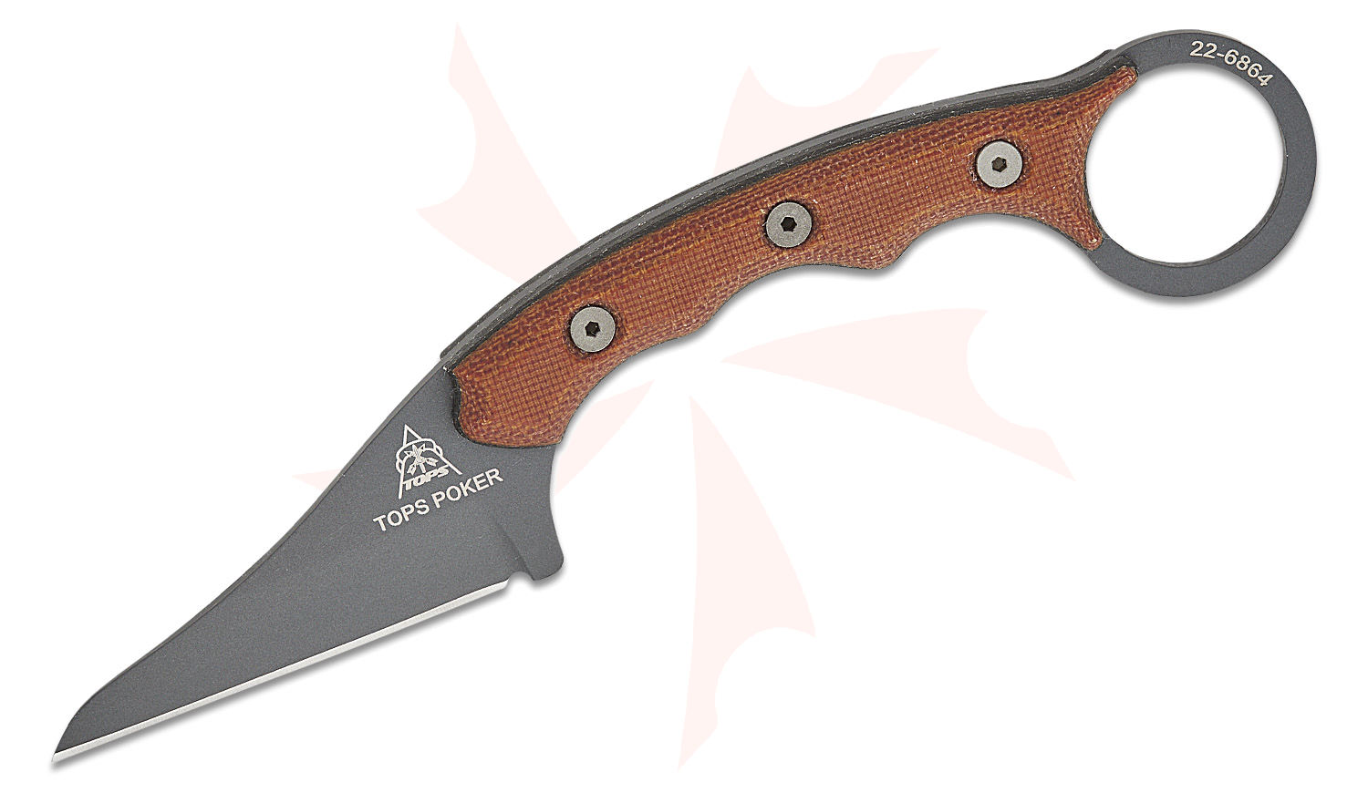 TOPS Knives Poker Fixed Blade Knife 2.5" Sniper Gray Wharncliffe Blade