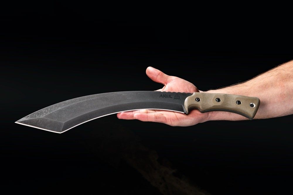 TOPS A-Klub Tungsten Fixed Blade Knife, Green Micarta Handle