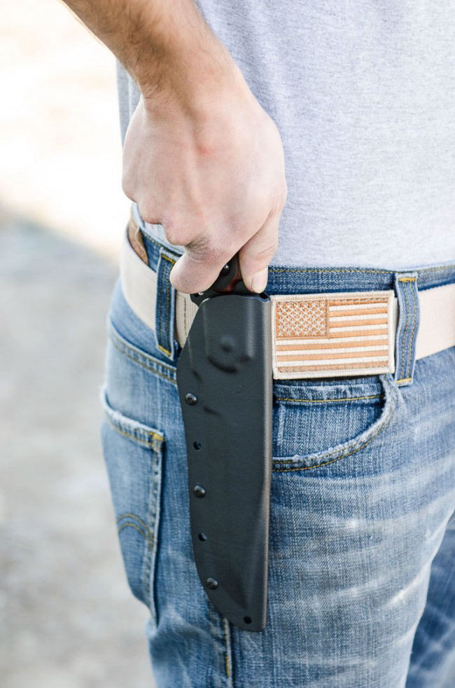 TOPS Knives Black Heat Fixed 6.5" 1095 Carbon Blade, Red/Black G10