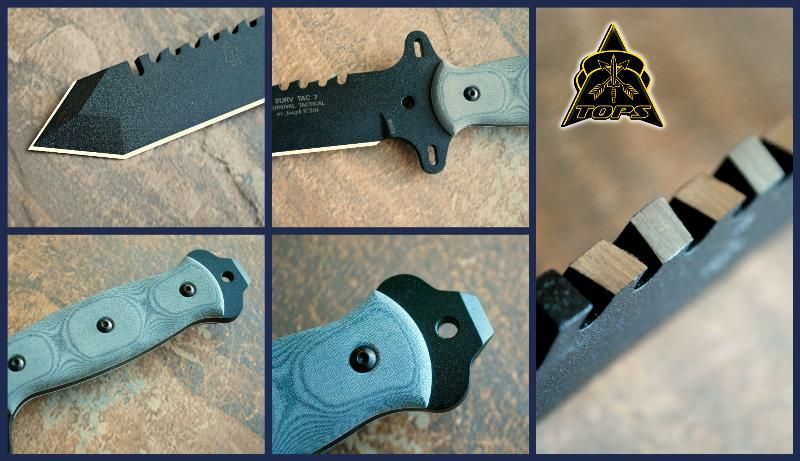 TOPS Knives Surv-Tac 7 Fixed 7" Micarta Handles - KnifeCenter - TPSURVTAC7RMT -