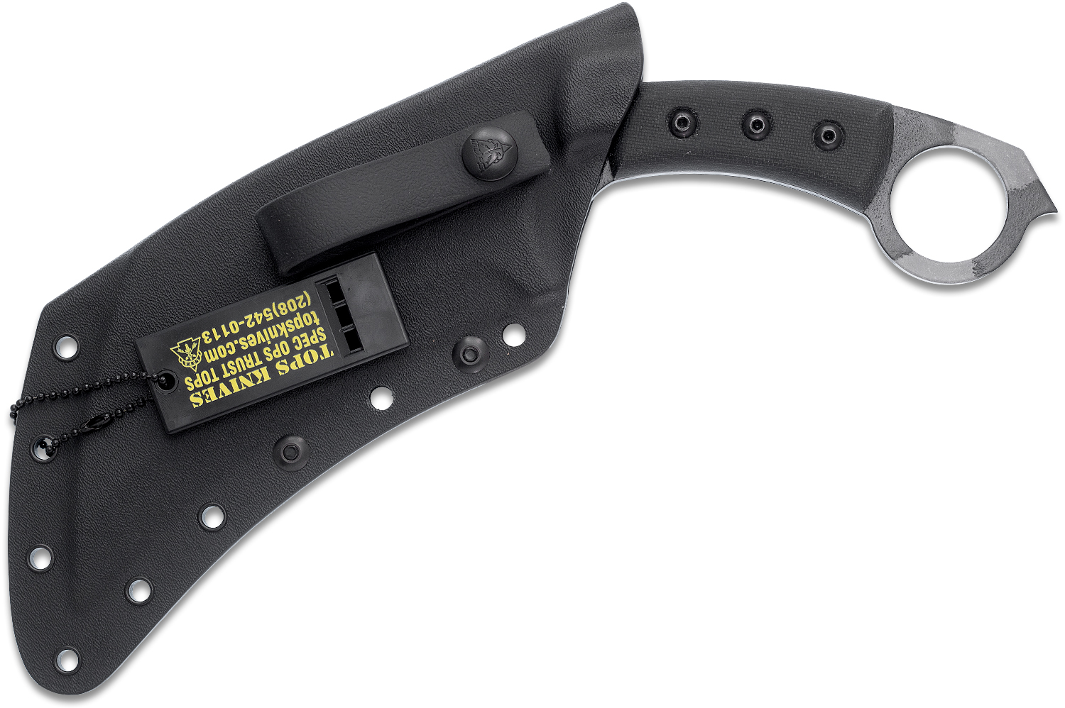 TOPS Knives TACTOPS Karambit Fixed 7.13" 1095 Carbon Camo Blade, Black