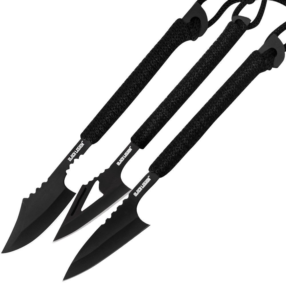 BV574, The Black Legion Galaxy Triple Knife Set gives you a dynamic  threesome of fixed blade knives, which includes a karambit, hunter knife  and a survival, By BUDK