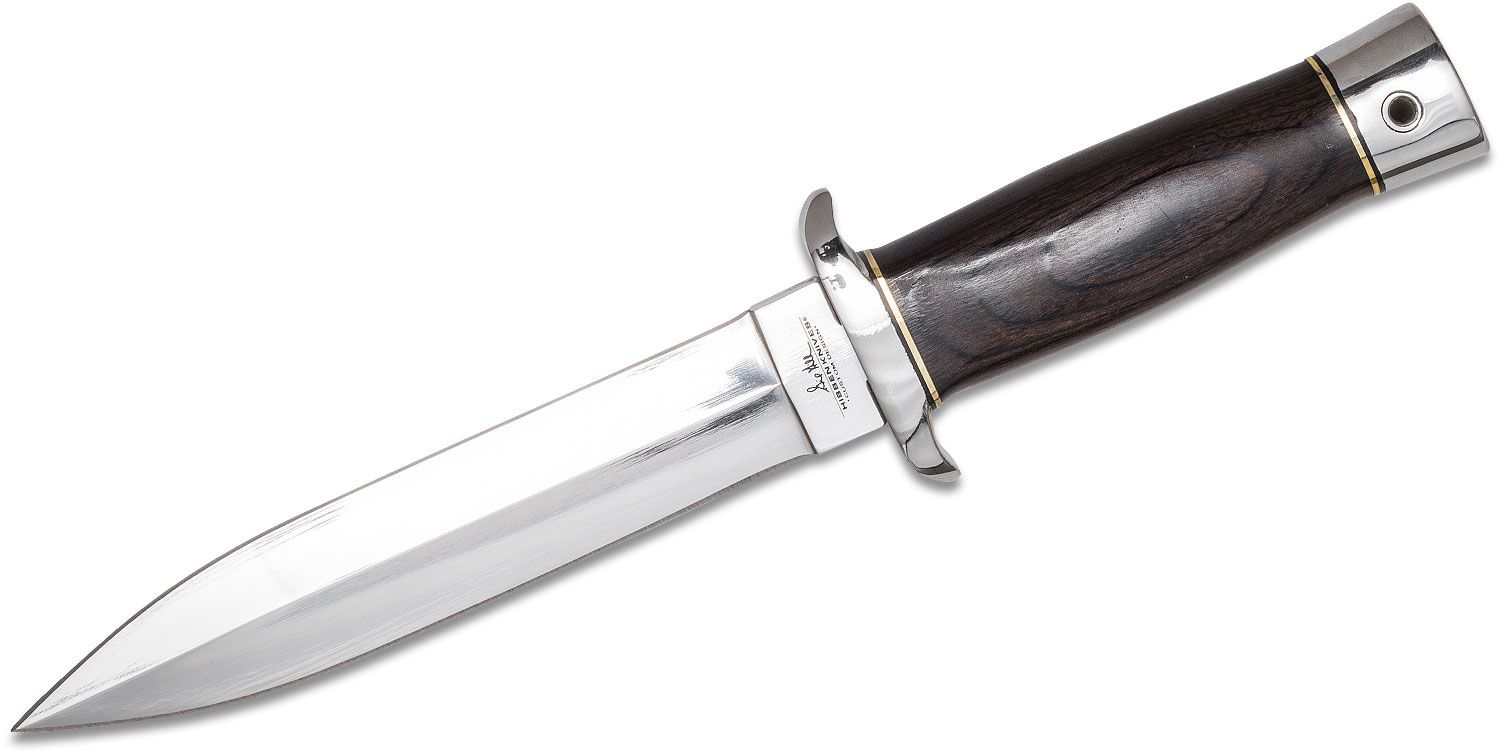 United Cutlery Gil Hibben Double Edge Boot Knife 6 Plain Satin Blade Dark Pakkawood Handle Black Leather Sheath Knifecenter Gh5078