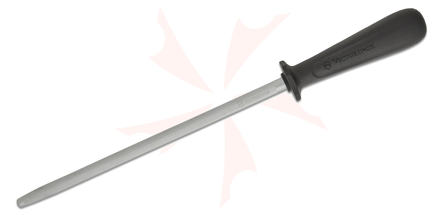 Victorinox 10-Inch Honing Steel With Black Plastic Handle - Knife Sharpening Steel For Kitchen