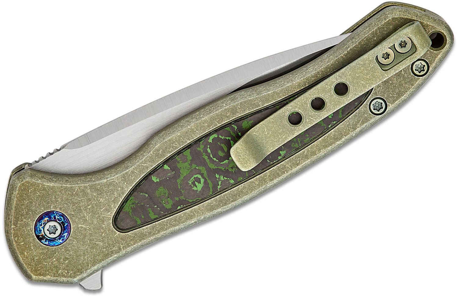 We Knife Company GTC Solid SLT Frame Lock Flipper Knife 3.88 CPM-20CV  Polished Bead Blast Modified Spear Point Blade, Polished Bead Blasted  Integral Titanium Handle - KnifeCenter - WE22028-2