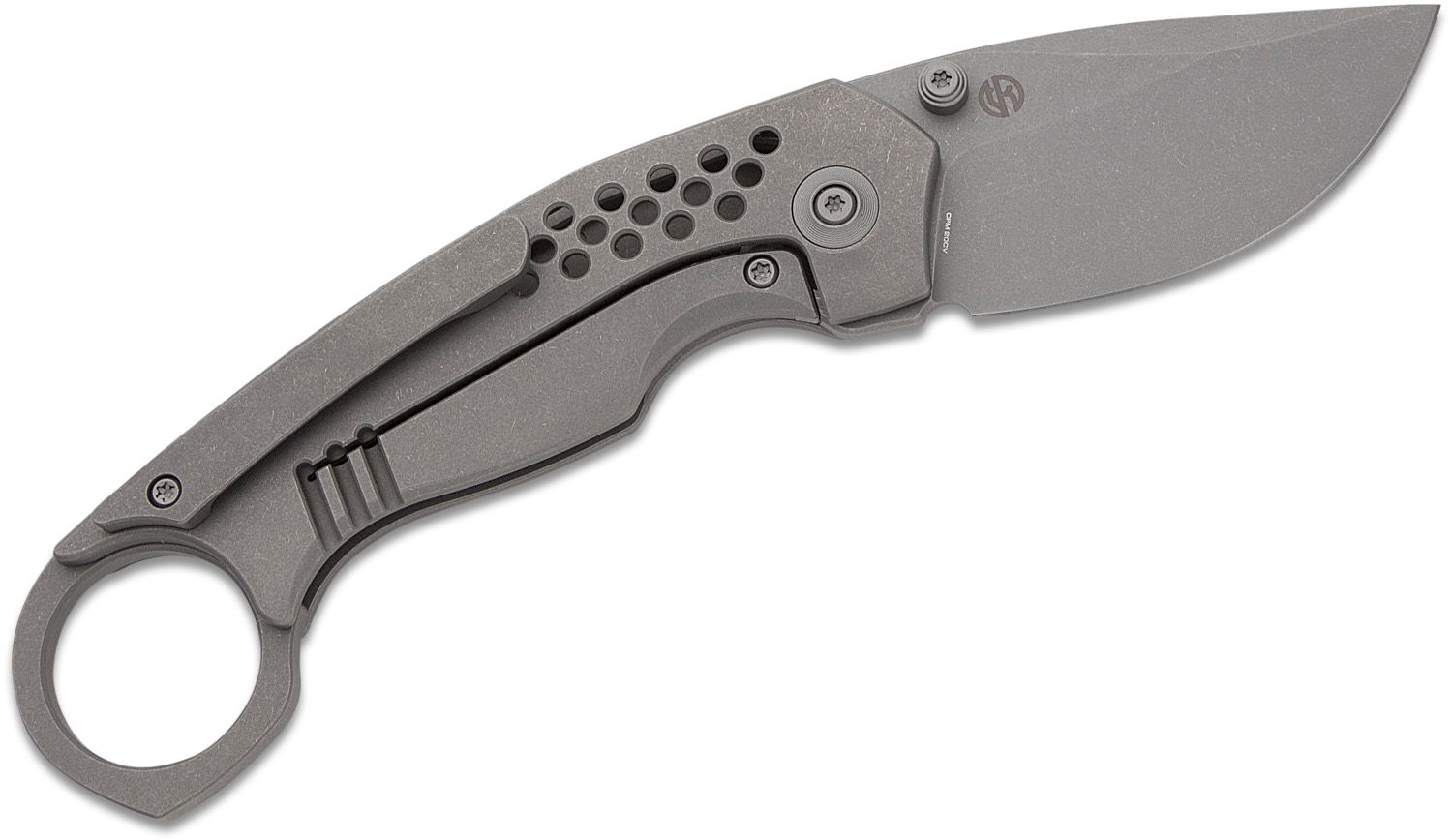 We Knife Company 712D Balaenoptera Frame Lock Flipper Folder Stonewash  Blade Gray Ti Handle