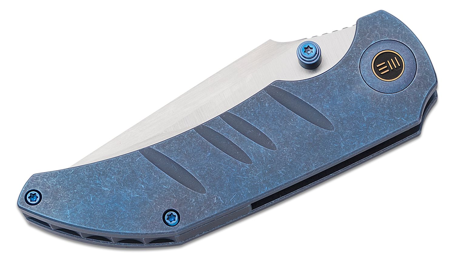 We Knife Company Matt Christensen CPM-20CV Rubbed KnifeCenter Satin - Point Titanium Folding 3.12\