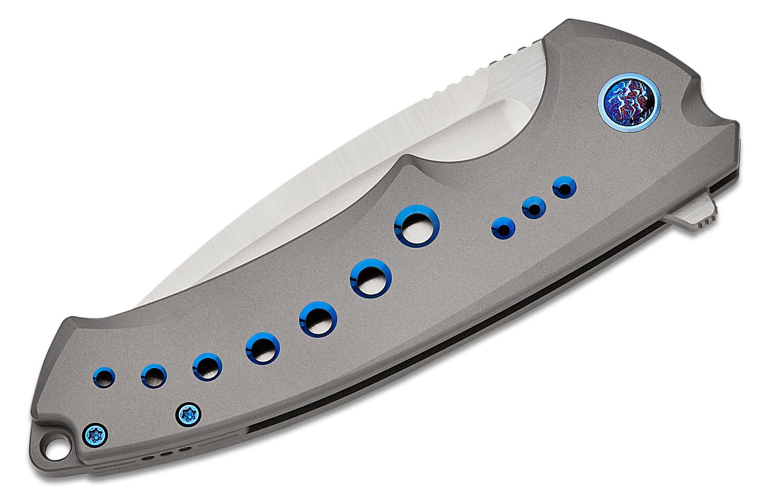 We Knife Company 712D Balaenoptera Frame Lock Flipper Folder Stonewash  Blade Gray Ti Handle