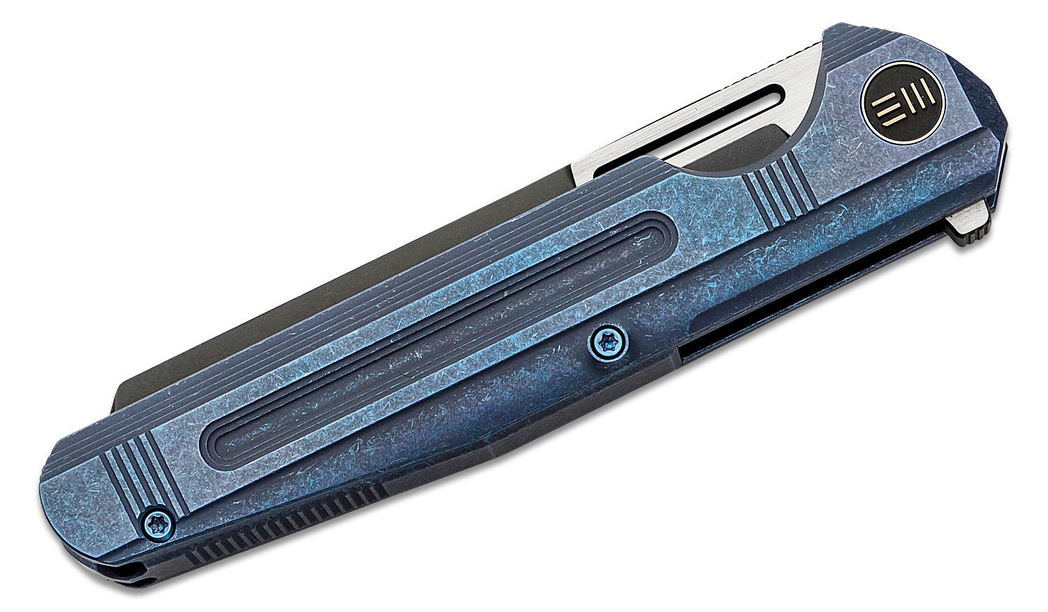 WE Knives RekkeR 20CV Frame Lock Knife Blue Diamond Titanium WE22010G-4