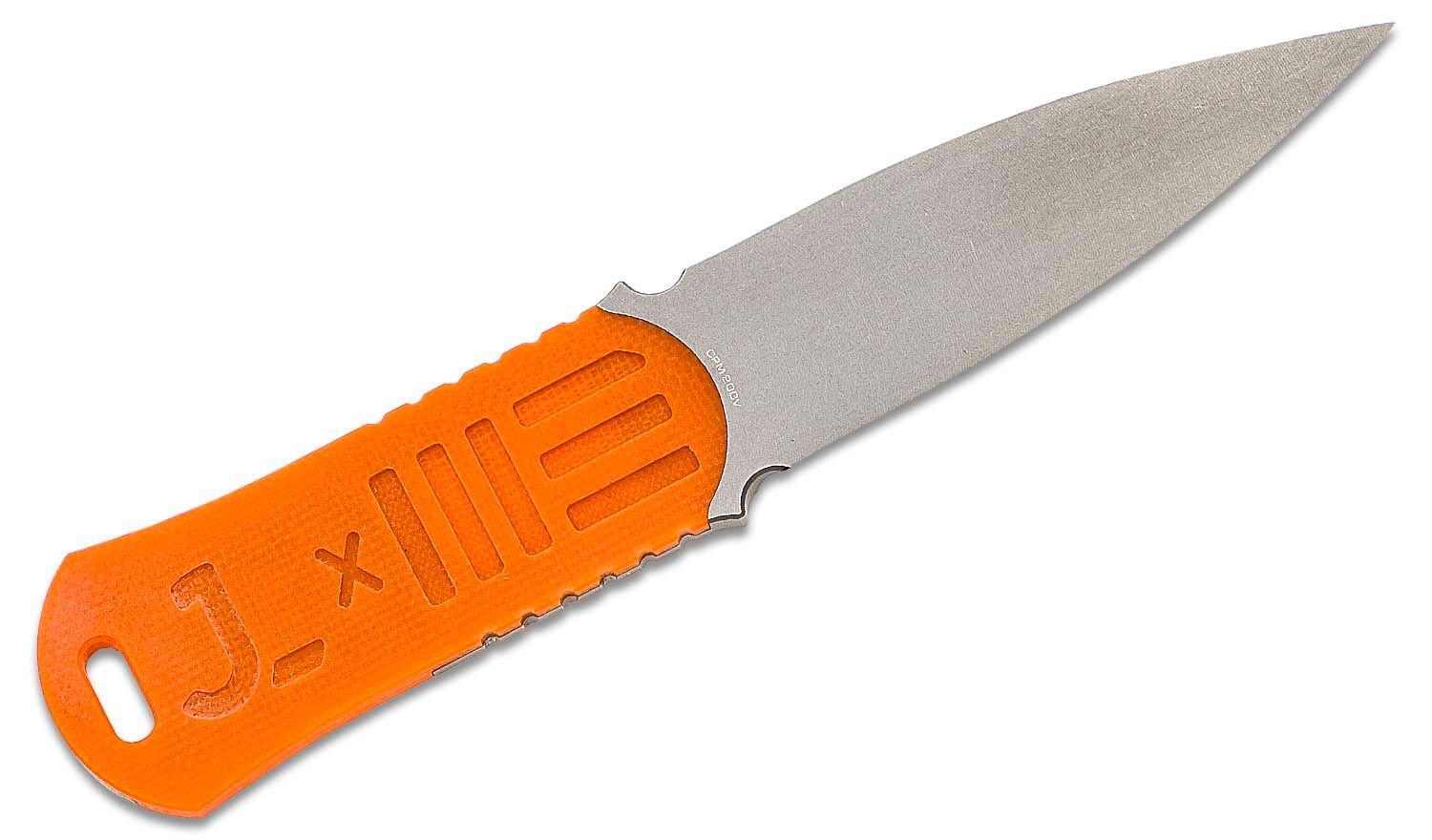 WE Knife Company 2017B OSS Dagger - Justin Lundquist EDC - Stonewash 20CV -  Double Edge Fixed Blade Dagger - Stonewash Stainless Steel and Orange G10 -  Kydex Sheath