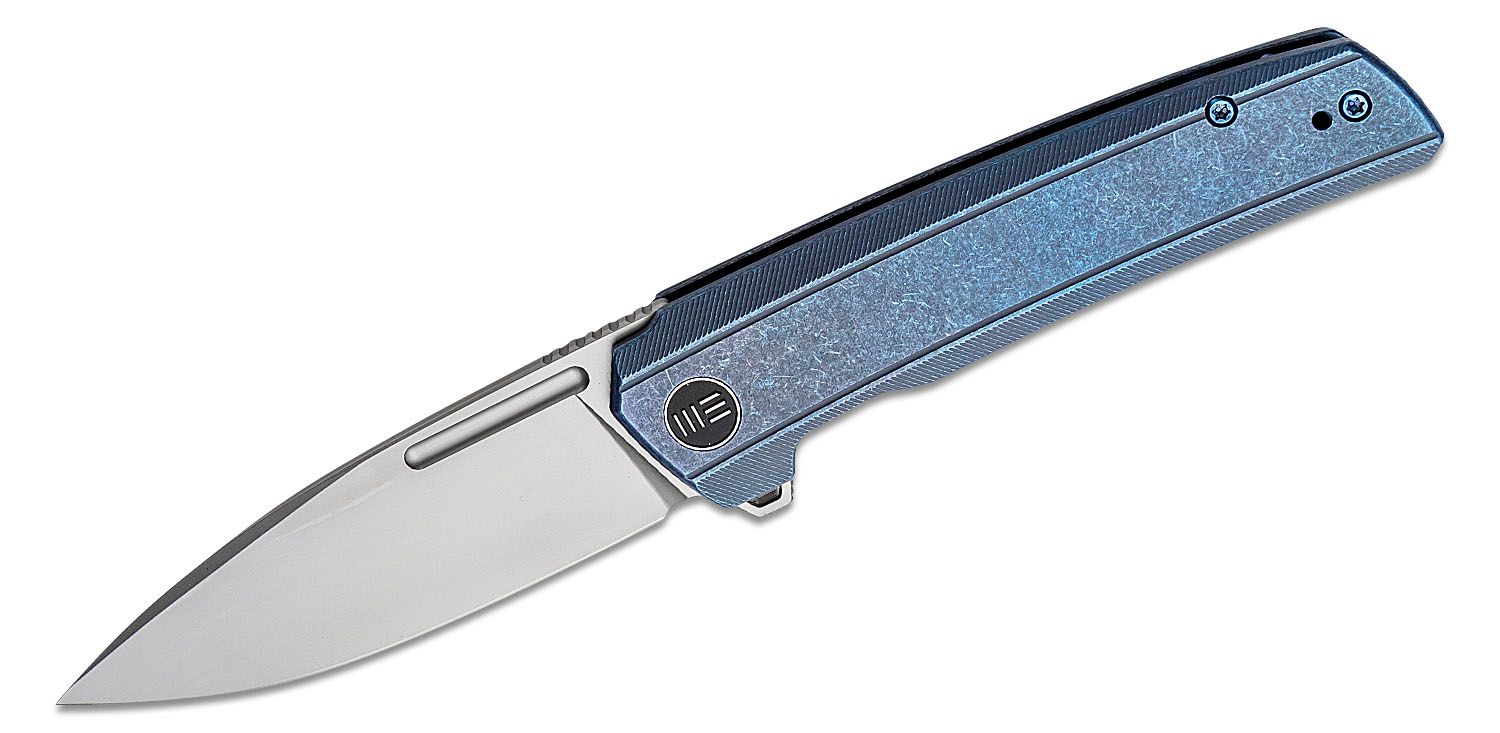 We Knife Company Brian Brown Trogon Folding Knife 3.2 CPM-20CV Bead Blast  Spear Point Tanto Blade with Fuller, Gray Titanium Handles - KnifeCenter -  WE22002-1