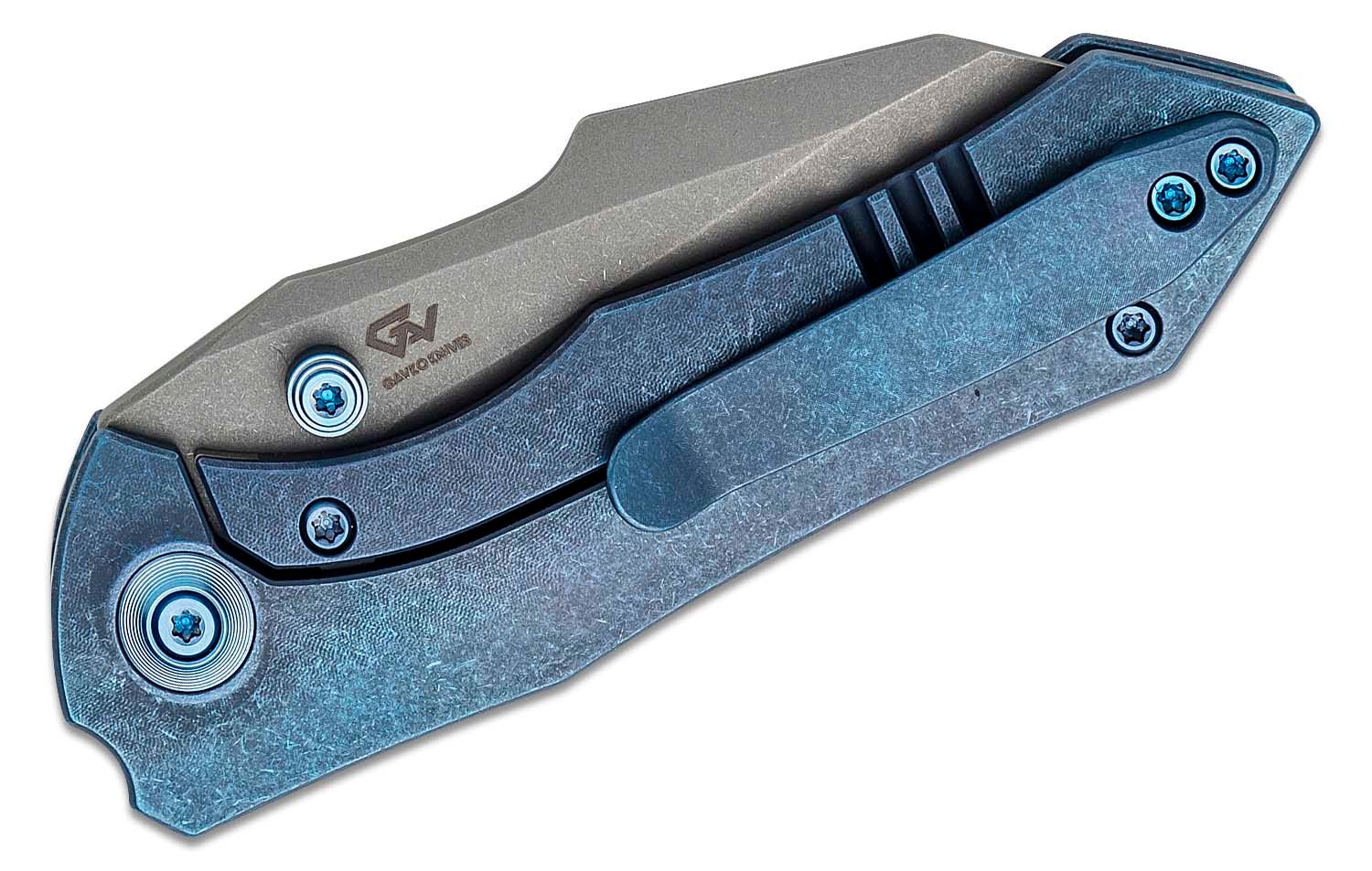 WE Knife High-Fin, WE22005-3, Blue Titanium, Grey CPM-20CV pocket knife