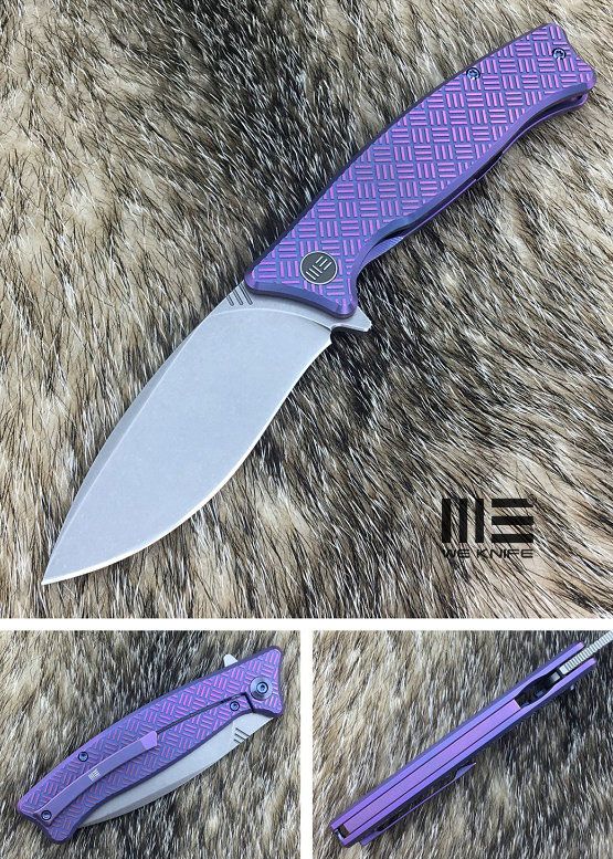 We Knife Company 712D Balaenoptera Frame Lock Flipper Folder Stonewash  Blade Gray Ti Handle