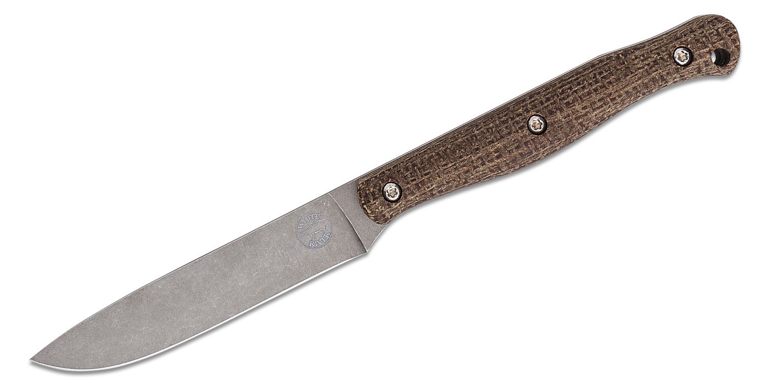 Ryno's Damascus Knifes White Bone with Black Wood Fixed Blade