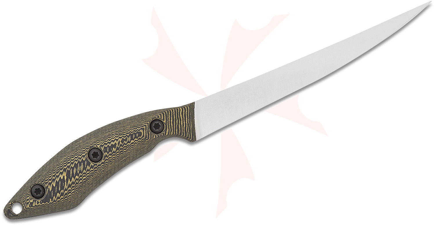 White River Knives Fillet Knife 6" S35VN Stonewashed Blade, Black and Maple Richlite Handles