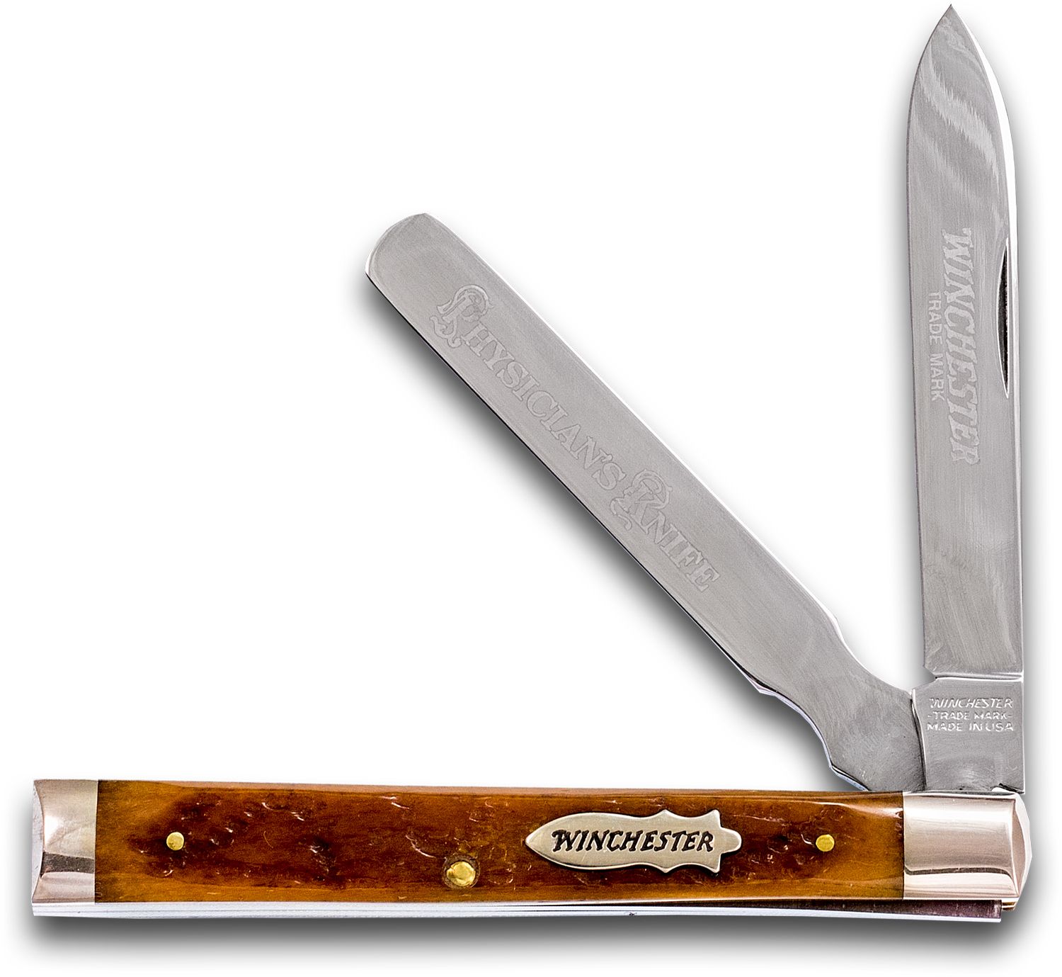 Winchester Two Blade Doctor's Knife, Tan Bone Handles, 3.625 Closed -  KnifeCenter - W 18 29082 T - Discontinued