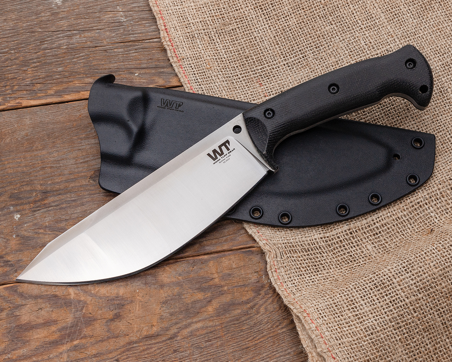 Work Tuff Gear Nomad Field Knife 7" K340 Satin Fixed Blade, Black