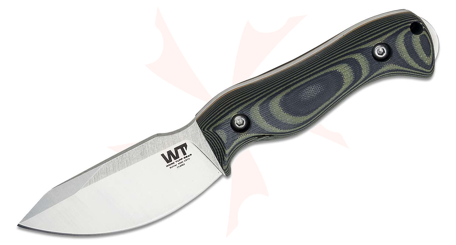 Work Tuff Gear Nomad EDC 3.5" N690 Satin Finish Fixed Blade, Black and