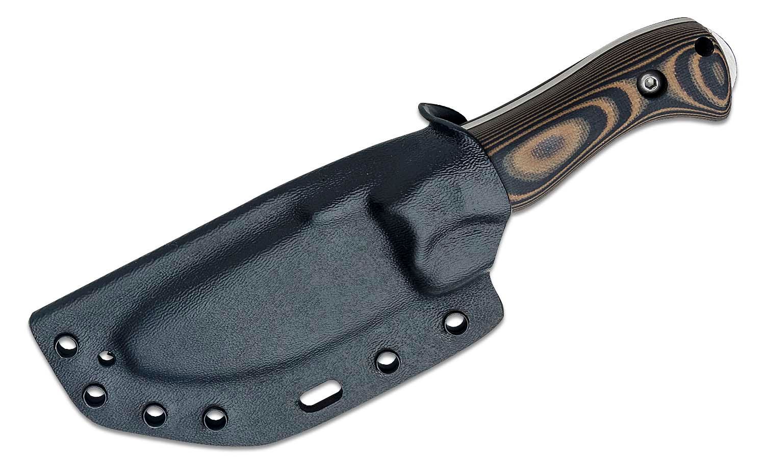 TFK T8 - Satin Finish N690 Blade - Black G-10 - Brown Leather Sheath - DLT  Trading