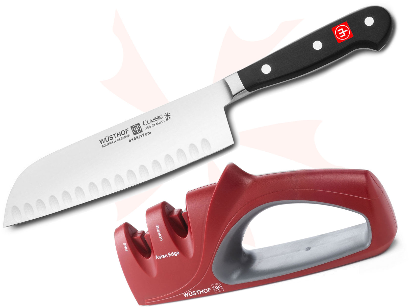 Wusthof Classic 7" Santoku and 2 Stage Knife Sharpener KnifeCenter 8642 Discontinued