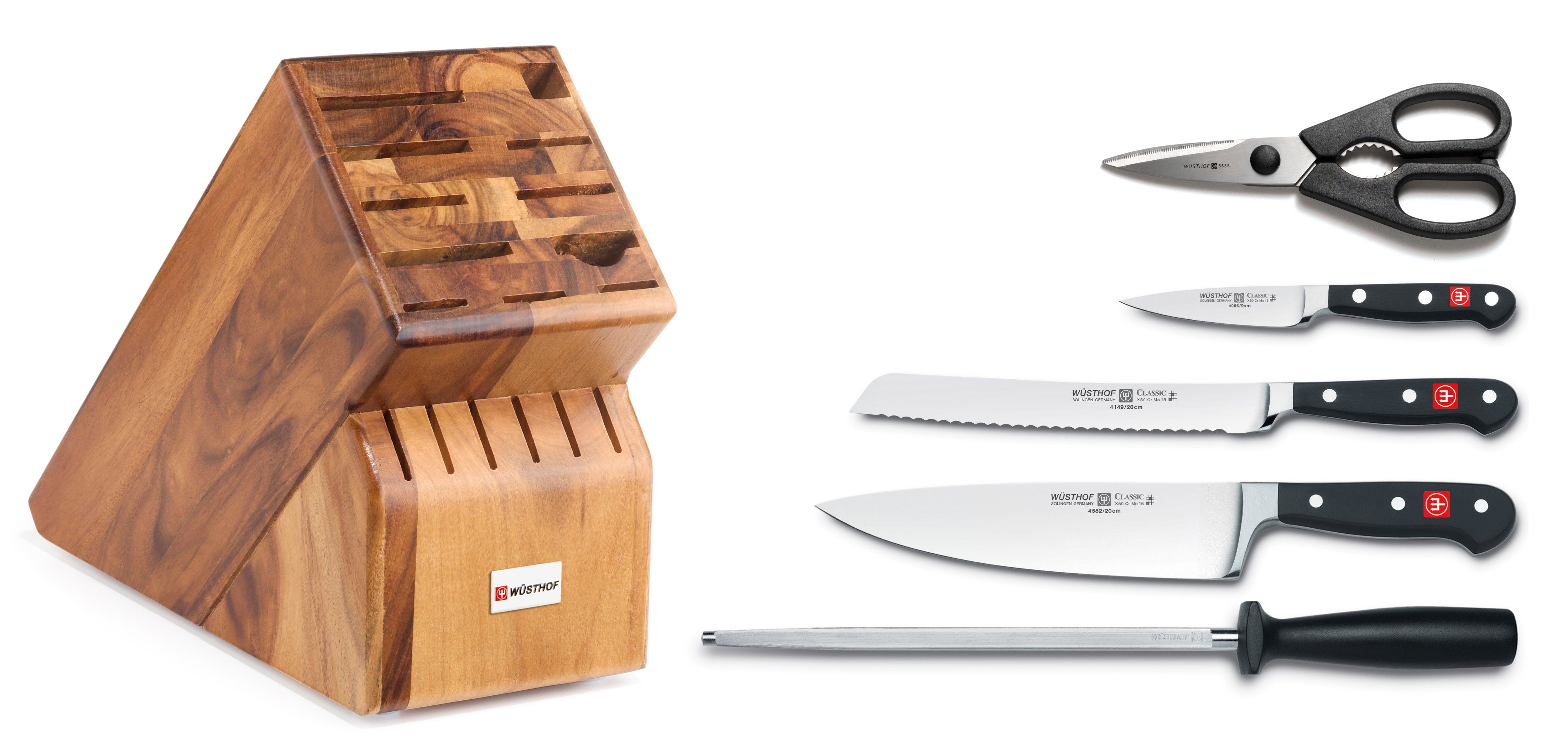 Wusthof Classic 15-Piece Knife Block Set, Acacia