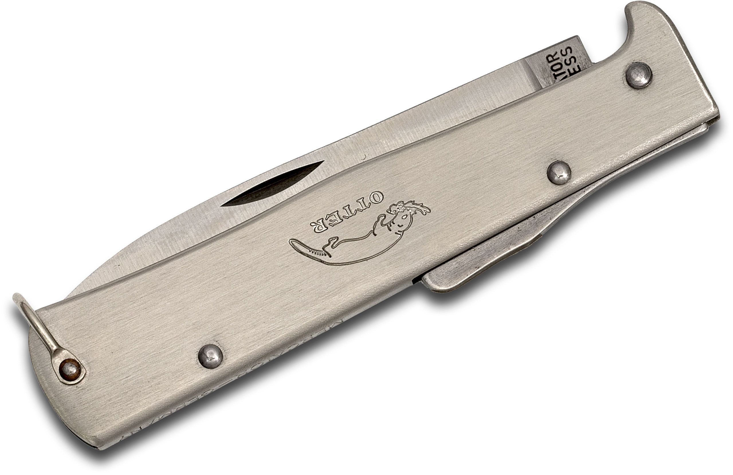 Otter Mercator Solingen K55 Lockback Folding Knife 3.5 Plain Stainless  Steel Blade and Handles with Pocket Clip - KnifeCenter - K10836R