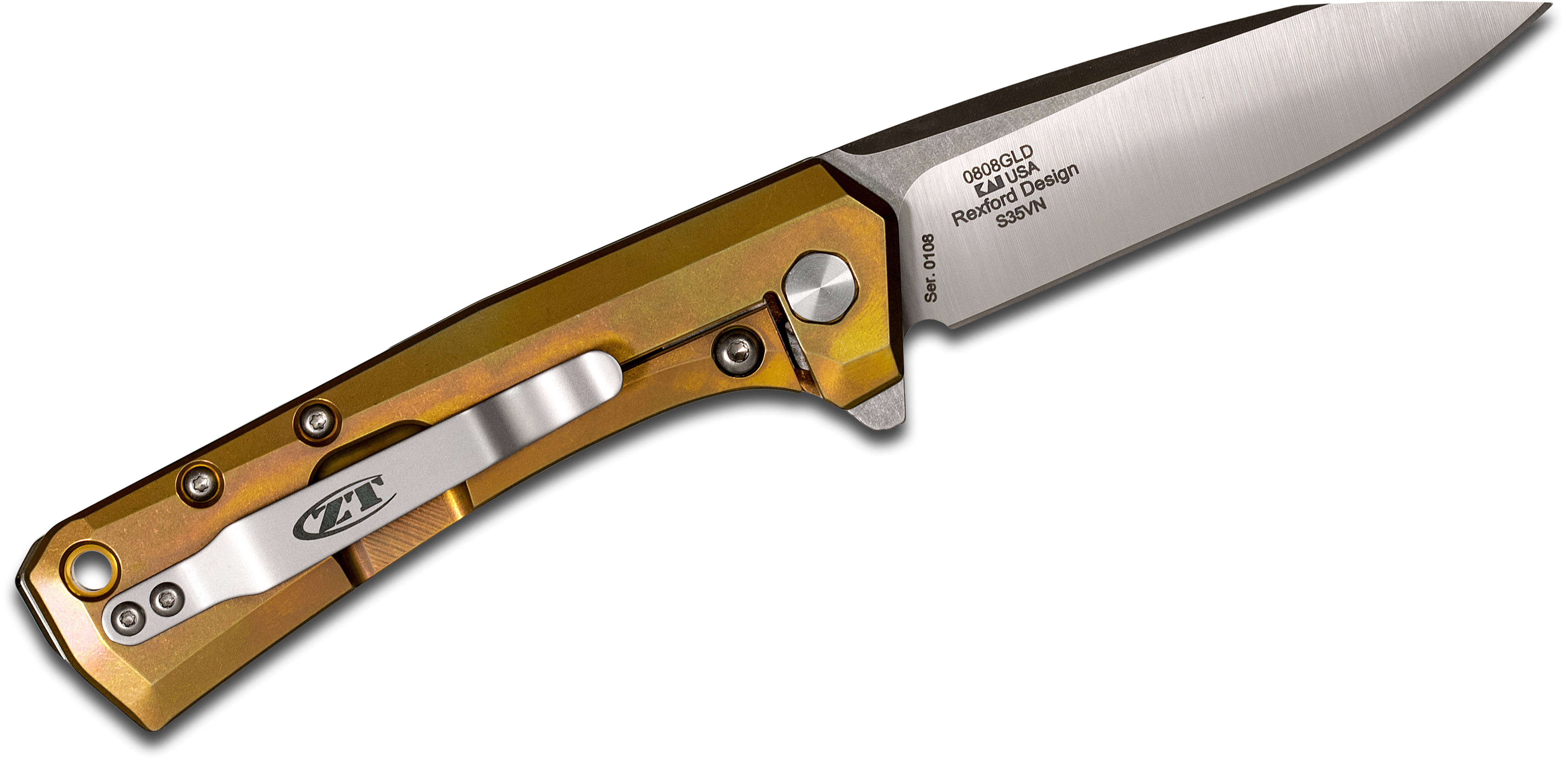 Zero Tolerance Todd Rexford 0808GLD Flipper 3.25