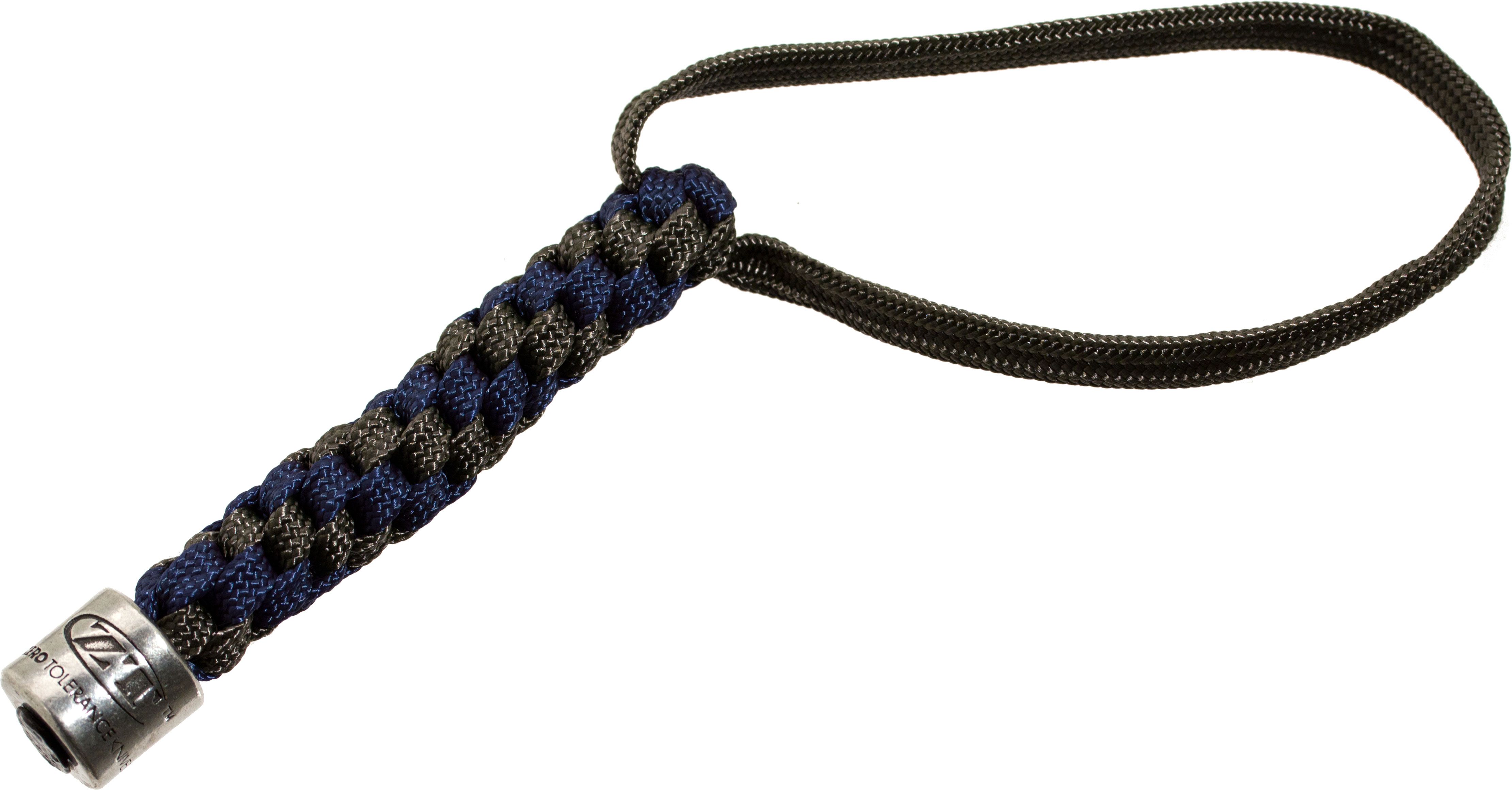 Zero Tolerance Gray/Blue Lanyard with Pewter ZT Bead - KnifeCenter 