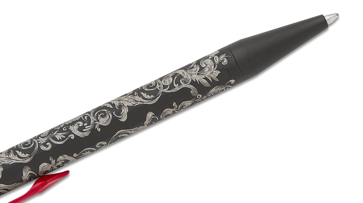 Michael Zieba Devil's Tail Custom Titanium Pen with Ivy Engraving
