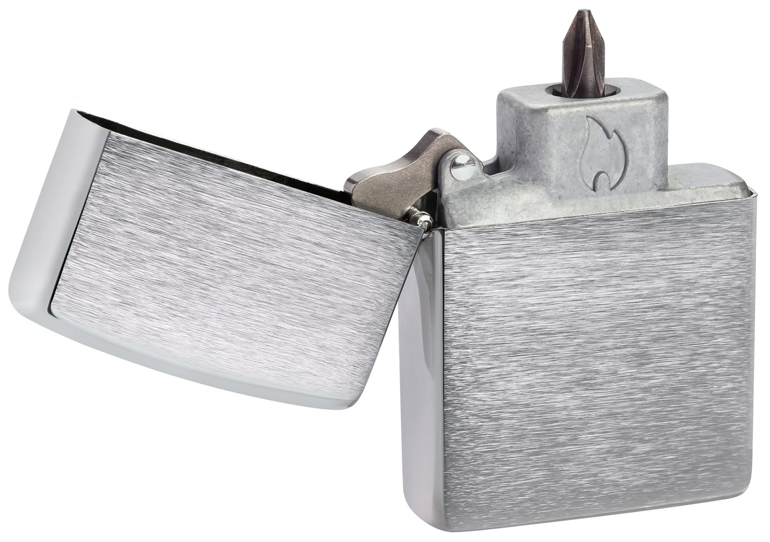 Zippo Magnetic Bit Safe Screwdriver, Holds 4 Bits, Brushed Chrome