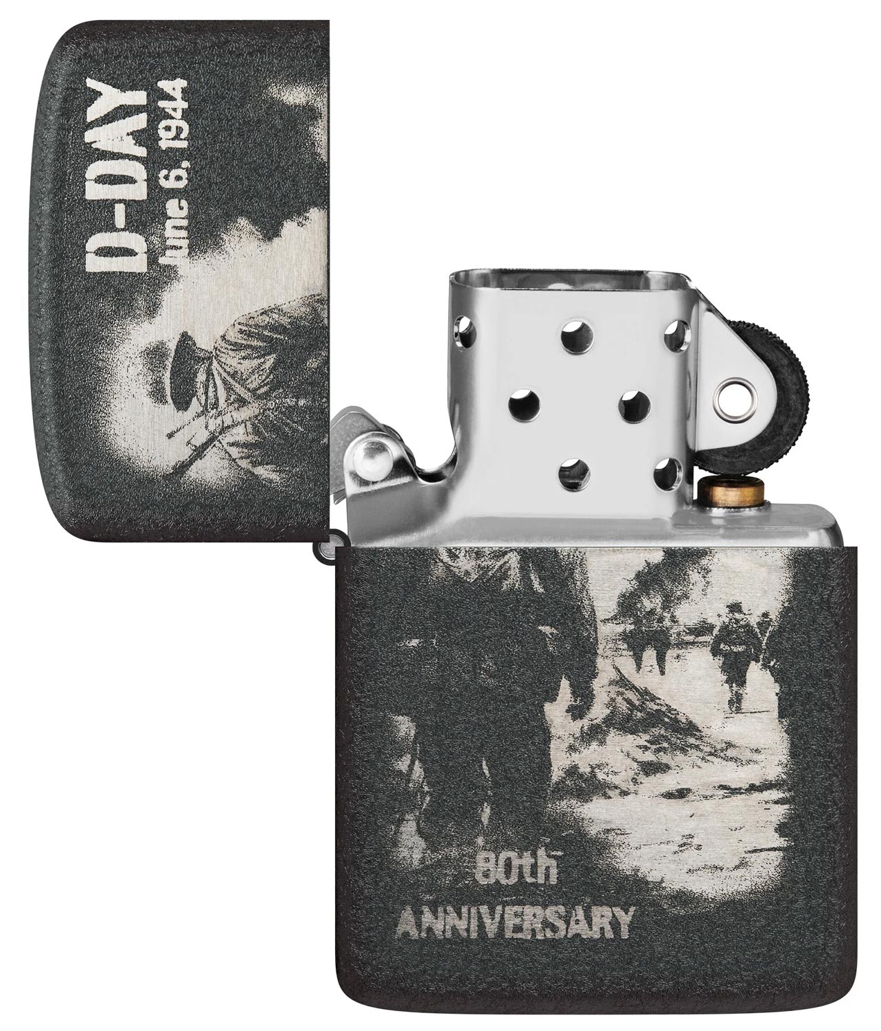 Zippo Lighter Black Crackle, D-Day 80th Anniversary