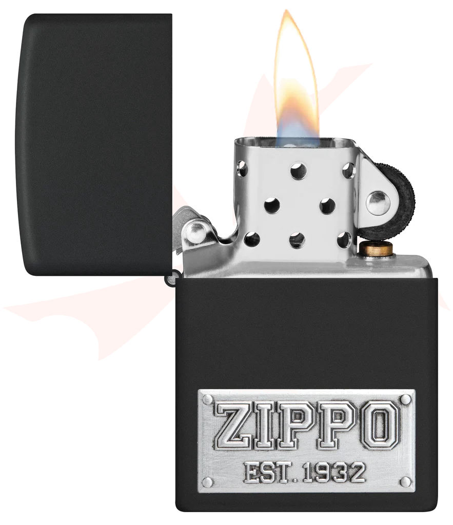 Zippo Lighter Black Matte, Zippo License Plate Emblem