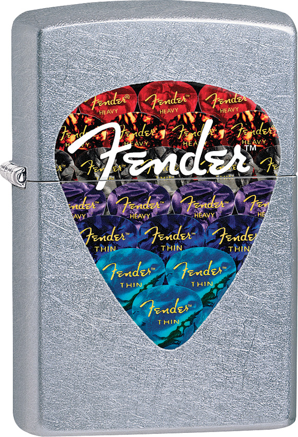 Zippo Fender Guitar Pick, Street Chrome Classic - KnifeCenter